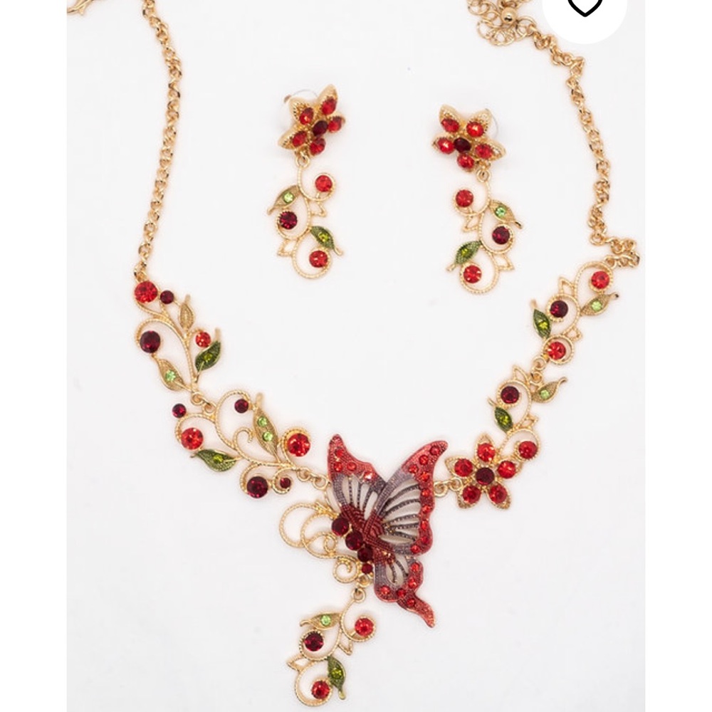 Butterfly Necklace & Earring Set NWT